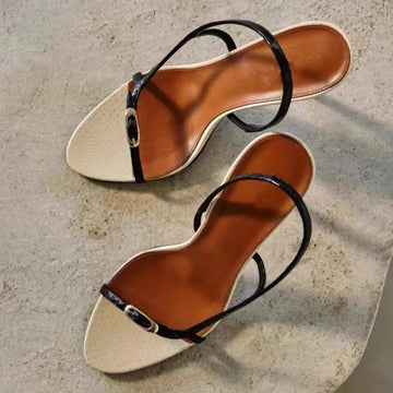 Xajzpa  Summer Fashion Buckle Open Toe Slip On Back Strap Sandals Women Black White High Heels Wedding Prom Shoes Zapatos Mujer